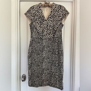 Black and White Sheath Dress with Cap Sleeves - Size 8